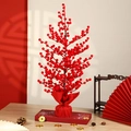 Albero ornamentale di bacche rosse per il Capodanno Cinese con base a sacchetto regalo - 60cm (Senza Ornamenti) / Rosso