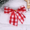 Classic red and white gingham fabric Christmas bow decoration for trees and wreaths - Red-White Plaid (8cm)