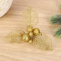 Fiore di Natale dorato traforato con bacche glitterate e foglie per decorazioni fai-da-te - 15CM / Oro