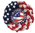 Πατριωτικό στεφάνι σημαία ΗΠΑ με πινακίδα God Bless America για διακόσμηση τοίχου - Κύκλος Σημαίας