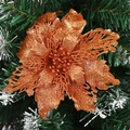 Fleur de poinsettia pailletée bronze pour décoration de sapin de Noël avec pétales ajourés - 15CM Grande Taille / Bronze
