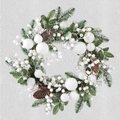 Ghirlanda natalizia nordica con pigne e bacche bianche per decorazione porta - Neve Invernale 40CM / Bianco