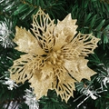 Glittery champagne gold hollow Christmas flower ornament for tree decoration - 15CM Large Size / Gold