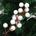 Artificial white berries branch for Christmas DIY decor on dark green cedar background - 14-Head White Berry (22cm)
