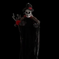 Scheletro appeso con cilindro nero e veste di pizzo per decorazioni di feste di Halloween - Sposo Nero