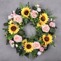 Künstlicher Sonnenblumen- und Rosenkranz für die Haustür und Heimwanddekoration - Sonnenblumen & Rosen Mix Kranz