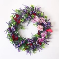 Ghirlanda fatta a mano per il Giorno dell'Indipendenza con lavanda e nastri a stelle - Viola / 30cm