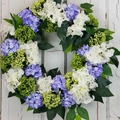Ghirlanda di ortensie artificiali viola e bianche per decorazione porta primaverile - Ortensia Bianca / 45cm