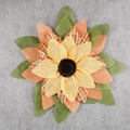 Detailed view of handmade fabric sunflower wreath with orange and yellow petals - Sunflower Pattern