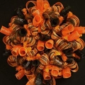 Festive Halloween wreath with orange and black deco mesh and striped ribbons for door decor - Small / Halloween Style A