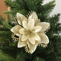 Fiore di stella di Natale color oro champagne con glitter per decoro albero natalizio - Oro