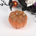 Citrouille décorative d'Halloween orange avec paillettes et crâne blanc réaliste - 9*10 / Citrouille d'Halloween
