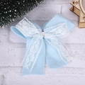 Fiocco natalizio in feltro azzurro con pizzo bianco e anello d'argento per regali DIY - 5CM Fiocco in Feltro e Pizzo Blu / Blu (5cm)