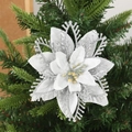 Fiore di stella di Natale artificiale argento e bianco per decoro albero di Natale - Argento
