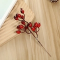 Ramo di bacche rosse artificiali natalizie su legno per decorazioni per la casa - 10*24 / Rosso e Nero