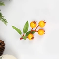 Künstliche rote und gelbe festliche Beeren mit grünen Blättern für Weihnachtsdeko - Gelb-Orange-Rot Farbverlauf Blatt-Stil (Stil 5)