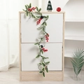 Ghirlanda di Natale artificiale con bacche rosse e foglie ghiacciate per decorazioni - 190*16 / Rattan con Bacche Rosse e Foglie Gialle