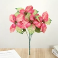 Makroaufnahme von rosa-grünen künstlichen Weihnachtsstern-Blütenblättern mit Staubblättern - Rosa und Grüne Blätter