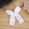 White felt Christmas bow ornament with silver metal buckle on natural wooden background - White Rhinestone (3cm)