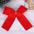 Red velvet Christmas bow ornament with gold wire tie on a white festive background - Red (3cm)