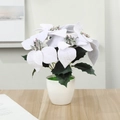 Poinsettia artificiel blanc en pot rond pour décoration intérieure de Noël moderne - Blanc 1