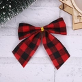 Classic red and black buffalo plaid Christmas fabric bow ornament for tree decoration - Red-Black Plaid (8cm)
