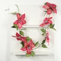 Ghirlanda natalizia artificiale con poinsettie rosse e foglie verdi decorative - Rosa