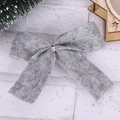 Elegant grey felt Christmas bow ornament with silver metal buckle for tree decoration - Grey (3cm)