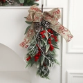 Guirlande de Noël avec baies rouges, pommes de pin et nœud en toile de jute - Style Nœud en Jute Boule de Neige