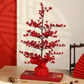 Albero di bacche rosse artificiali con base in tessuto rosso per decorazione di Capodanno - Senza Pendente / 50cm