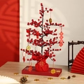 Albero di bacche rosse del Capodanno Cinese con pendenti fortunati e luci LED - Con Ciondolo / 50cm