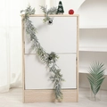 Ghirlanda natalizia verde con effetto neve realistico per decorazioni murali festive - 190*16 / Rattan con Foglie di Aghi di Pino