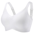 Seamless white wireless bra with wide adjustable straps and smooth texture - S / White