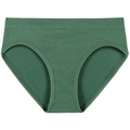 Deep green ribbed knit cotton panties for women with seamless high elasticity design - Green
