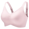 Light pink seamless V-neck bra with wide adjustable straps and breathable fabric - S / Pink