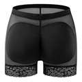 Pantaloncini modellanti neri con imbottitura glutei in mesh traspirante e pizzo - S / Nero