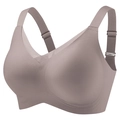 Seamless V-neck wireless bra in dusty rose with mesh trim and wide straps - Brown