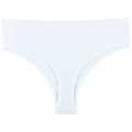 Naadloze witte string voor dames met brede geribbelde tailleband en ademend katoen - M / Wit