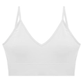 Camisola blanca acanalada sin costuras con cuello en V tirantes finos y banda elástica - M / Blanco