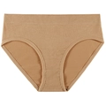 Seamless ribbed cotton panties for women in camel brown with high-elastic waistband - M / Nude