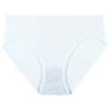 White ribbed seamless cotton panties for women with comfortable mid-waist stretch fit - M / White