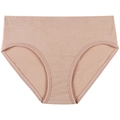 Seamless ribbed cotton panties for women in light apricot with wide elastic waistband - M / Pink