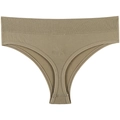 Olivgrüner gerippter Tanga mit breitem nahtlosem Bund und Stricktextur für Damen - M / Khaki
