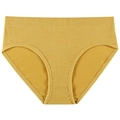 Seamless mustard yellow ribbed cotton panties for women with comfortable mid-waist fit - M / Yellow