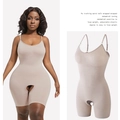 Women's seamless compression bodysuit in nude color with adjustable straps for tummy control - S / Nude