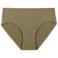 Olive green seamless ribbed cotton panties for women with wide supportive waistband - Khaki
