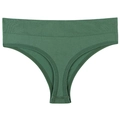 Dunkelgrüner gerippter Damen Thong mit hoher Taille und elastischer Passform - M / Grün