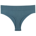 Damen-String in Blaugrün aus Rippstrick mit elastischem, nahtlosem High-Waist-Design - M / Blau