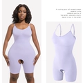 Lavender one-piece body shaper with adjustable straps and open crotch design - S / Tops / Light Purple