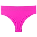 Magenta Nahtloser Thong mit geripptem Bund und Zwickel aus reiner Baumwolle - M / Fuchsia